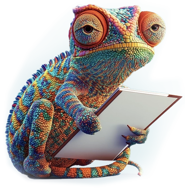 Camaleón tomando notas